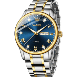 OLEVS 5563 Unisex Stainless-Steel Quartz Watch  Water resistant, Auto Calendar, Elegant Business & Casual Timepiece