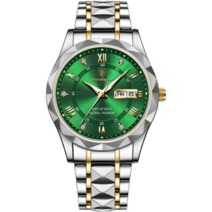 POEDAGAR 615 Men’s Sports Watch Luminous Hands, Stainless Steel Band