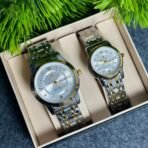 Poedagar 936 Couple Watch - Silver Gold With Premium Box - Image 2