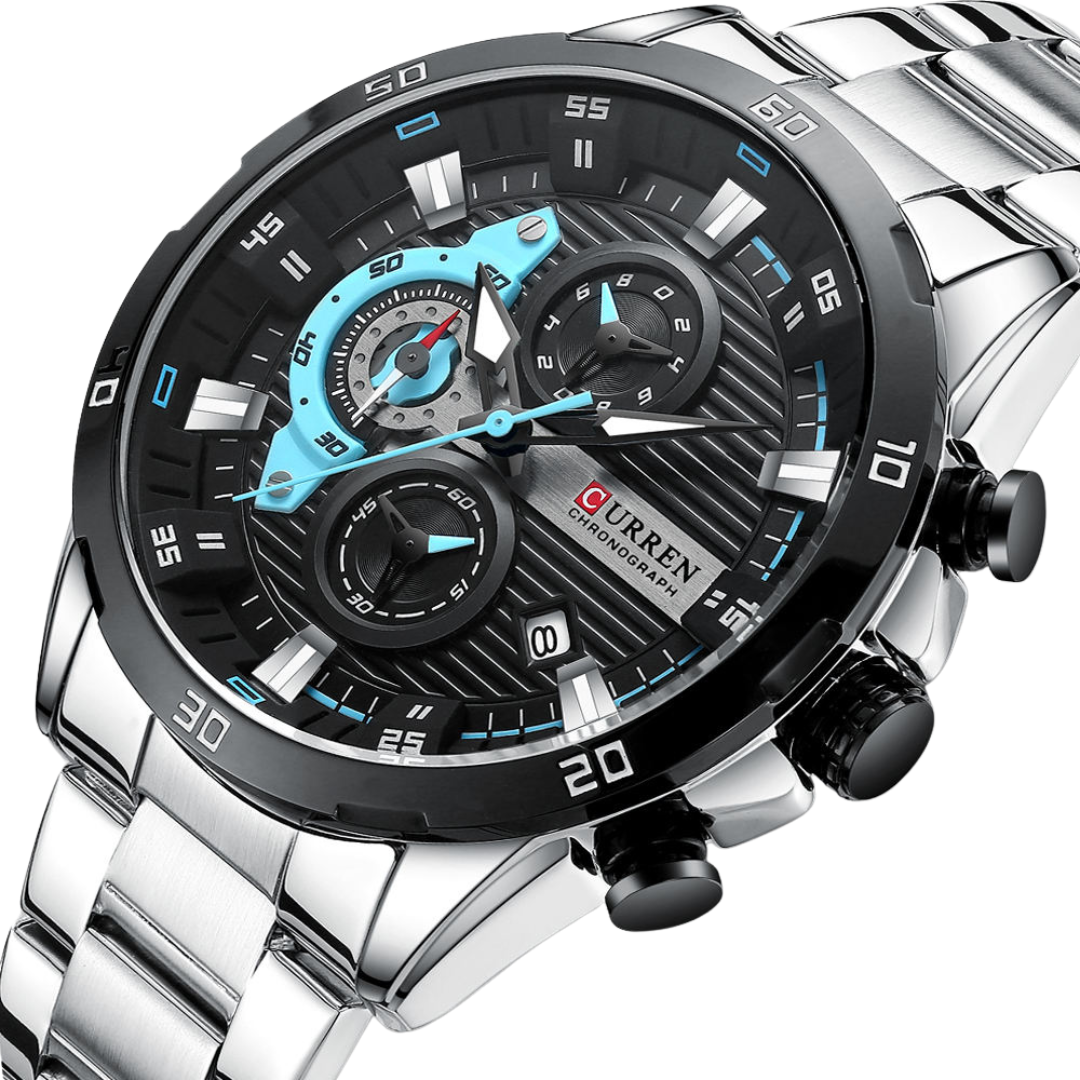 Untitled design (29) Curren 8402 - Silver Black - Image 1